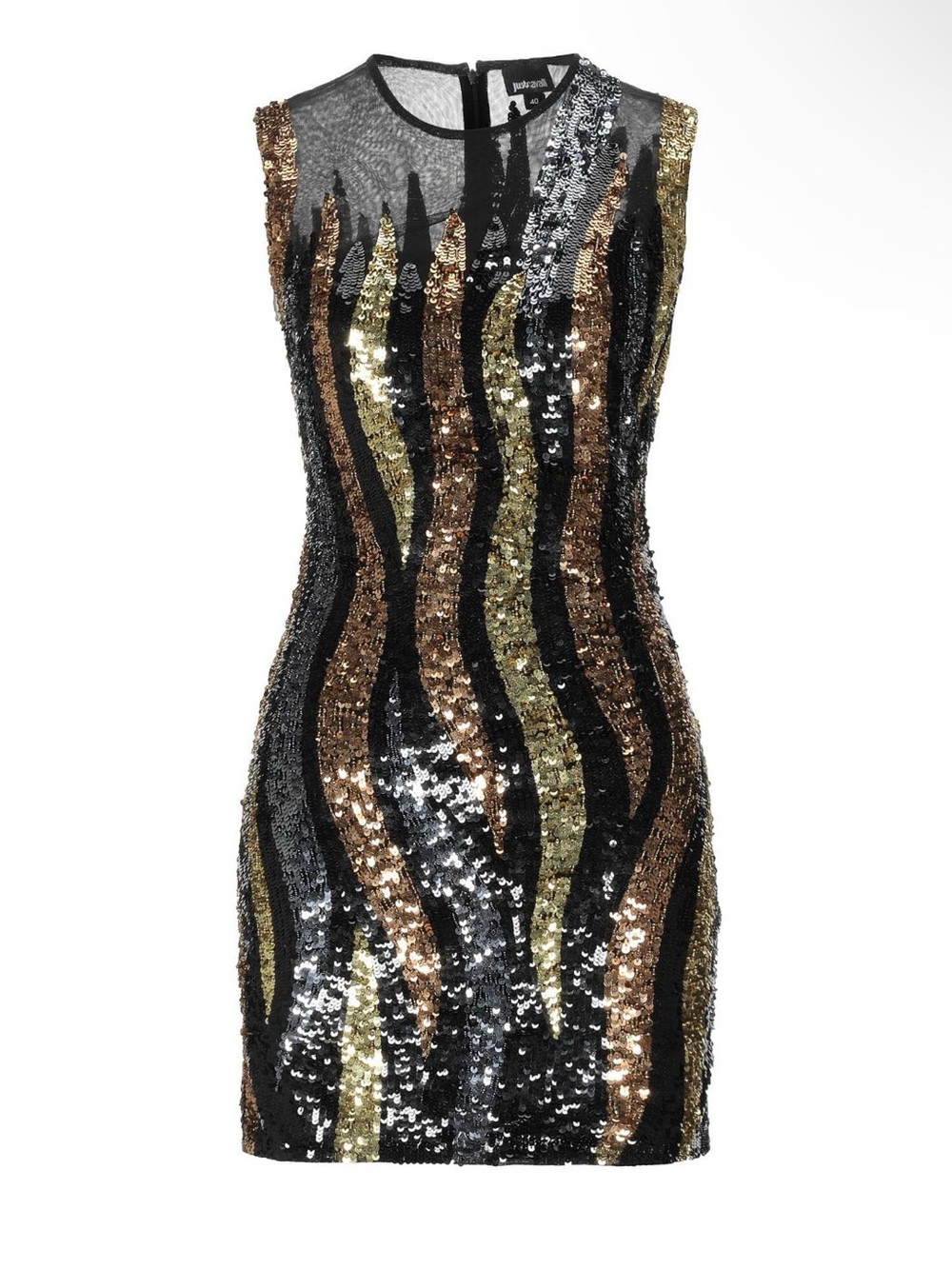 Just Cavalli Black and Gold Sequin Mini Dress